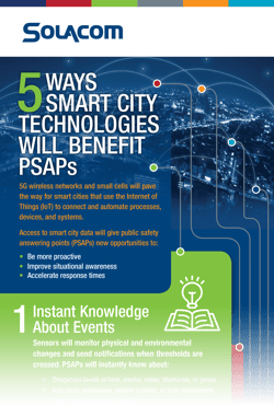5 Ways Smart City Technologies Will Benefit PSAPs, a Solacom infographic